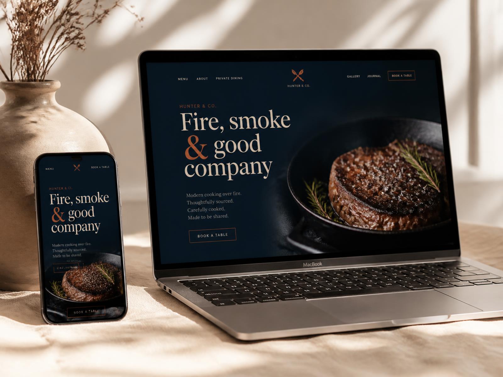 Recent restaurant website by Mantla Digital shown on laptop and phone