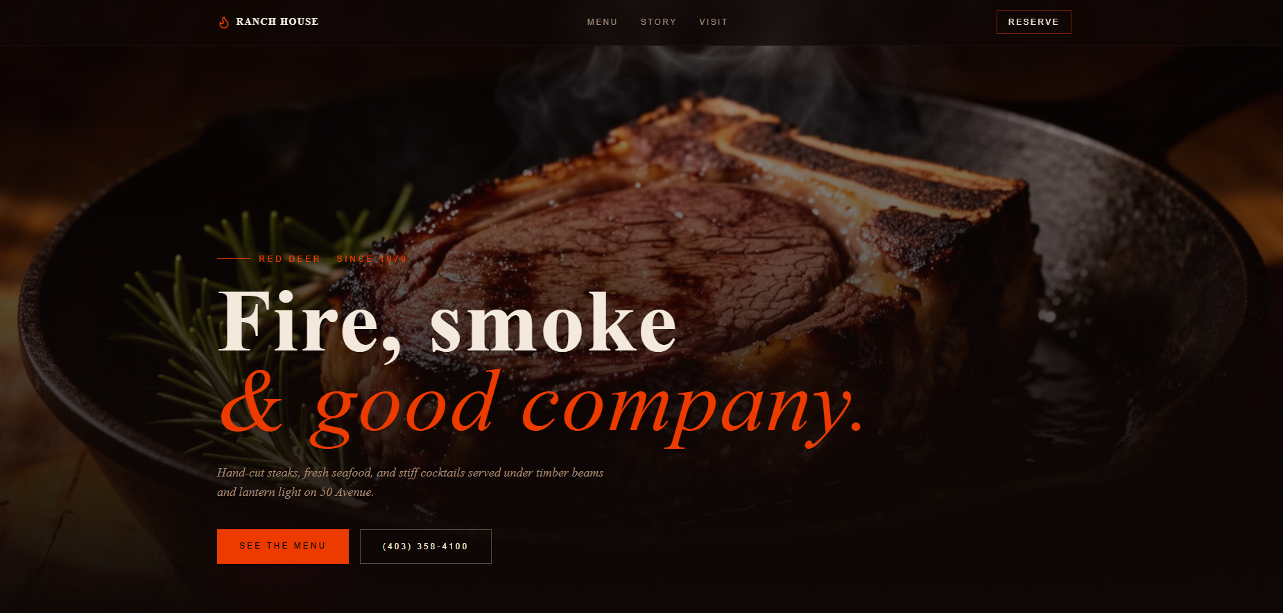 Ranch House Steakhouse website by Mantla Digital